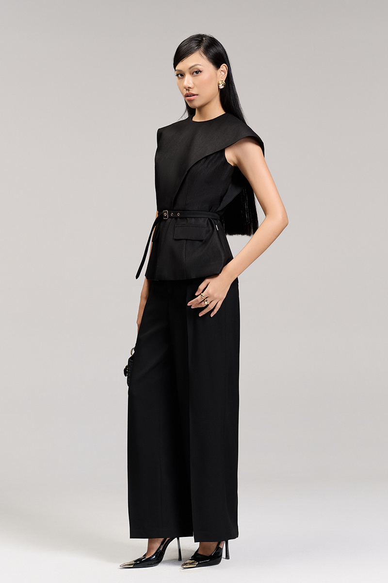 Áo kiểu peplum, bong vai lệch kèm đai