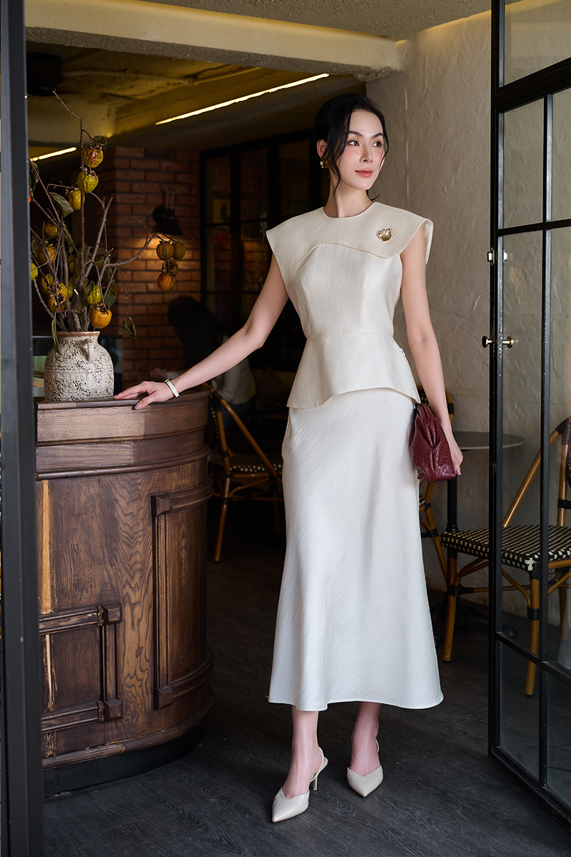 Áo kiểu peplum vai chờm can lệch thân
