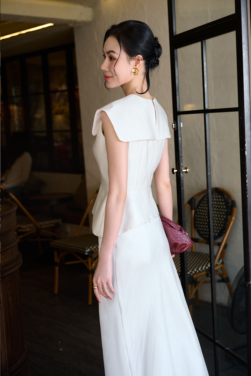 Áo kiểu peplum vai chờm can lệch thân