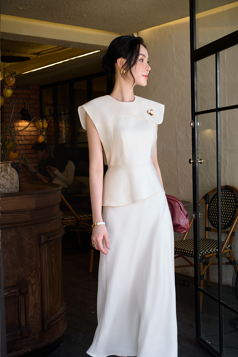 Áo kiểu peplum vai chờm can lệch thân