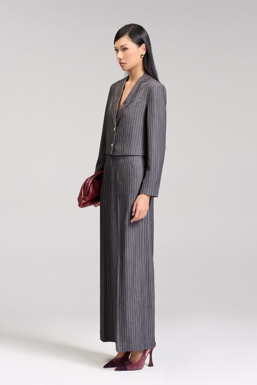 Quần suông kẻ túi chéo cạp can