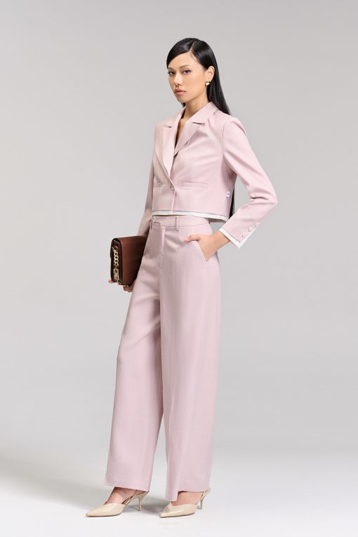 Áo vest croptop kẻ phối gấu