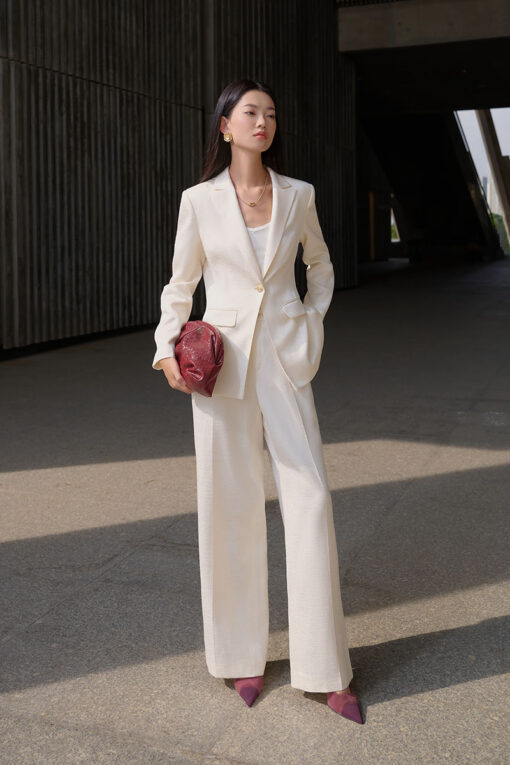 Quần suông cá đôi đè cạp đính cúc