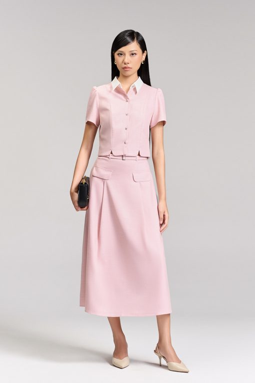 Chân váy xoè nắp túi giả đai eo