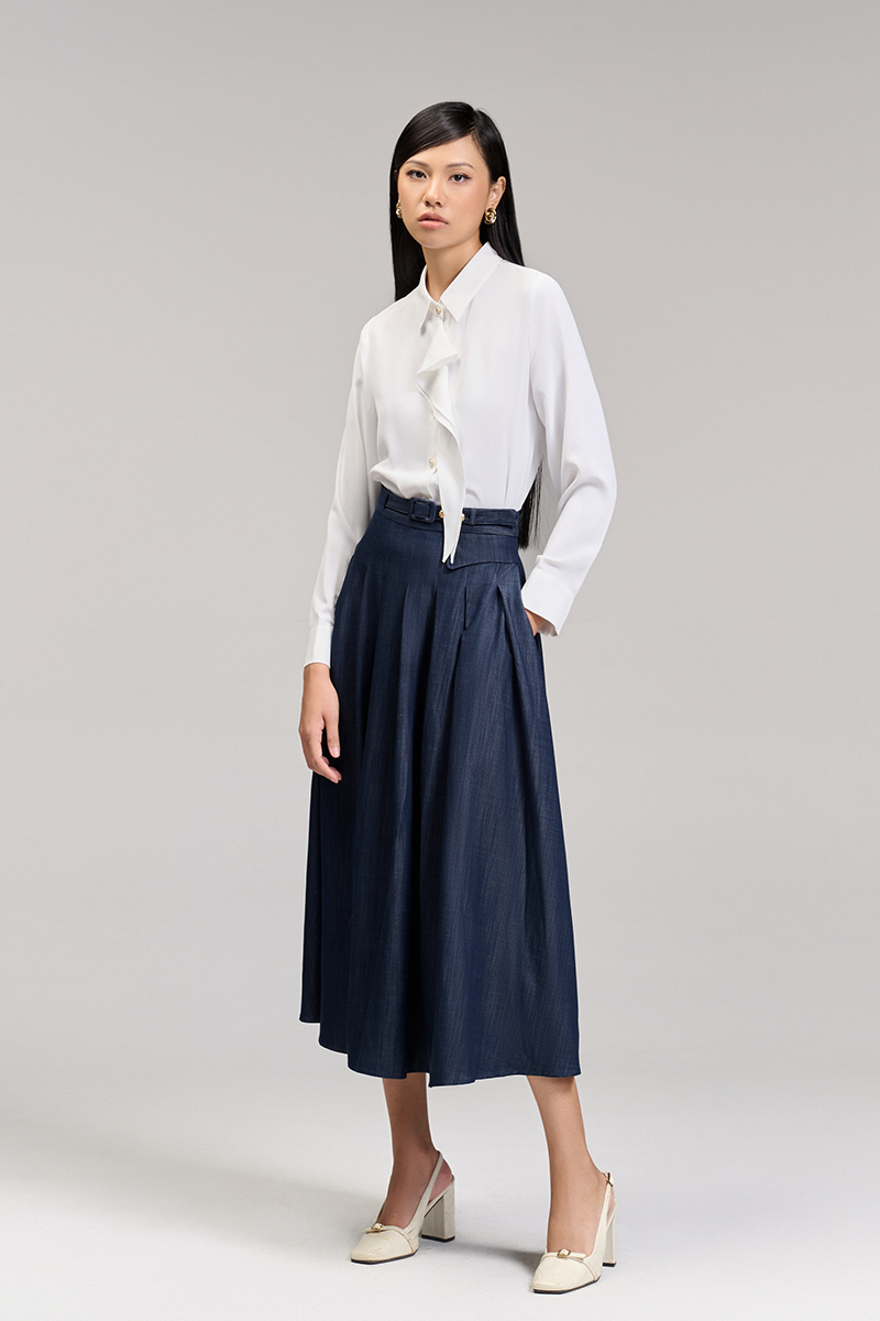 Sơ mi DT bèo đôi kẹp nẹp cổ