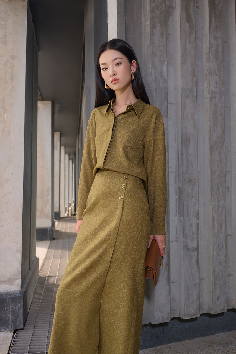 Sơ mi DT can vai túi ốp ngực