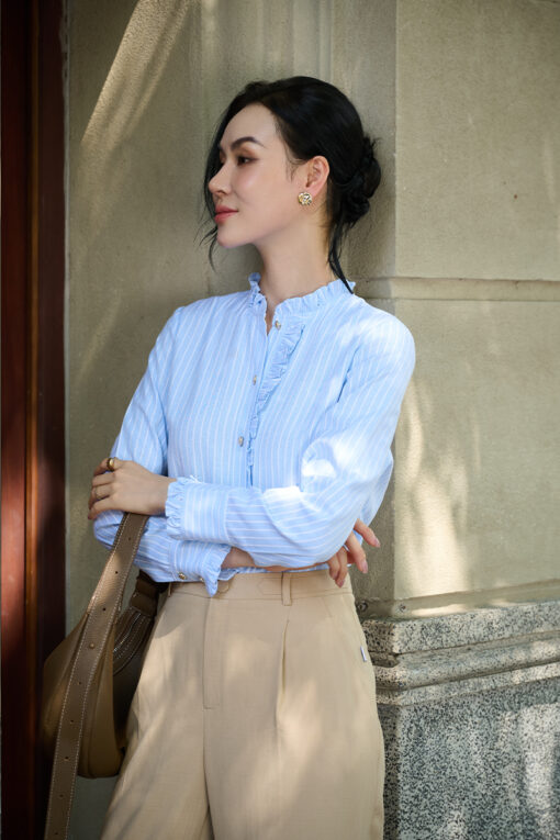 Sơ mi DT cổ bèo dựng nẹp cổ kẹp bèo