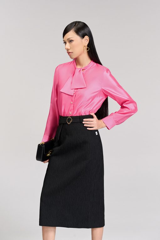 Sơ mi DT cổ cao buộc nơ