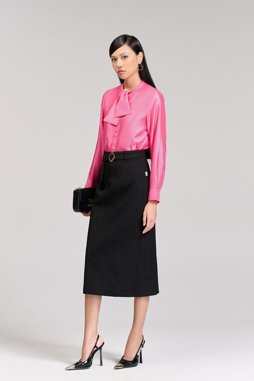 Sơ mi DT cổ cao buộc nơ