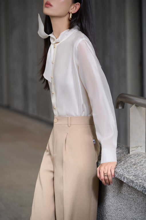 Sơ mi DT cổ cao buộc nơ