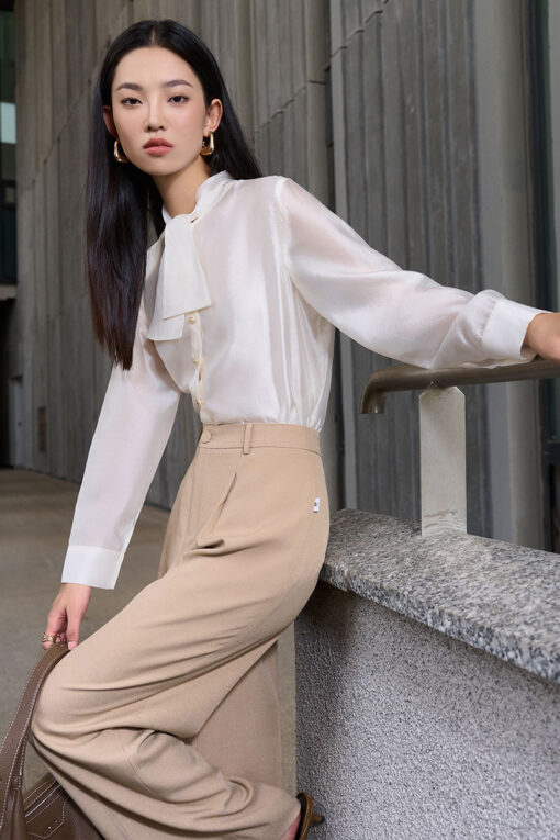 Sơ mi DT cổ cao buộc nơ