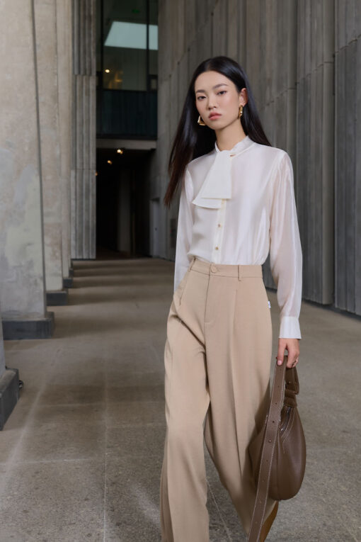 Sơ mi DT cổ cao buộc nơ