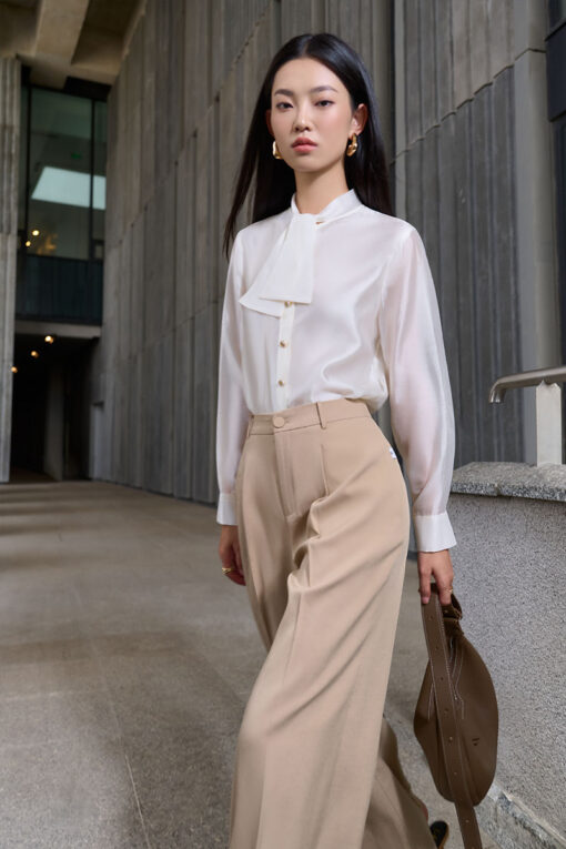 Sơ mi DT cổ cao buộc nơ