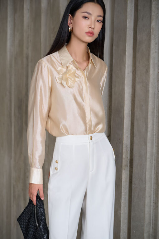 Sơ mi DT đính hoa ngực