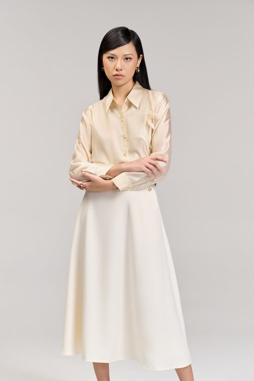 Sơ mi DT hoa laze đính ngực