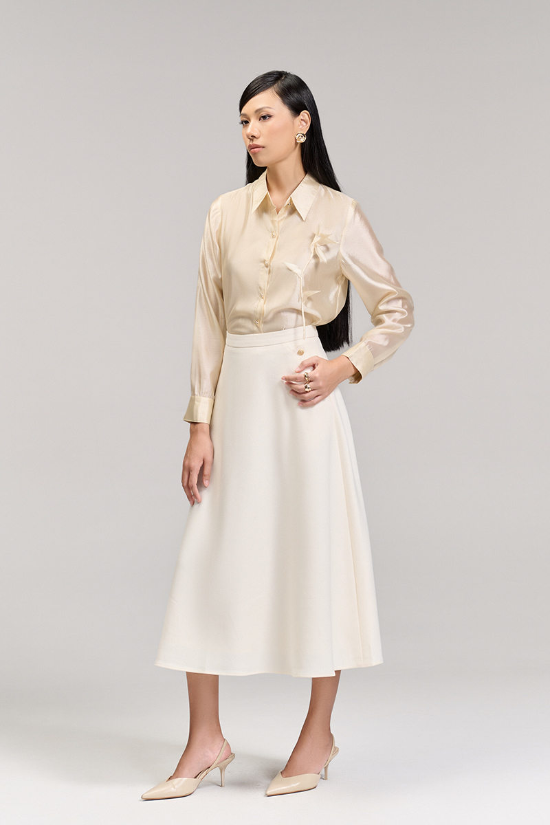 Sơ mi DT hoa laze đính ngực