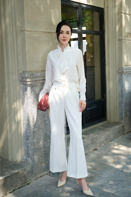 Sơ mi DT nẹp cổ bèo buộc nơ