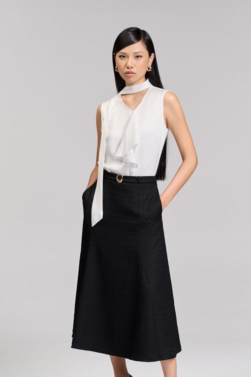 Sơ mi SN bèo TT cổ buộc nơ