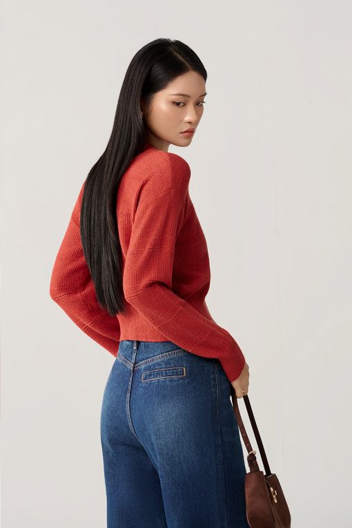 Áo Len DT cổ còn dệt kẻ ngang