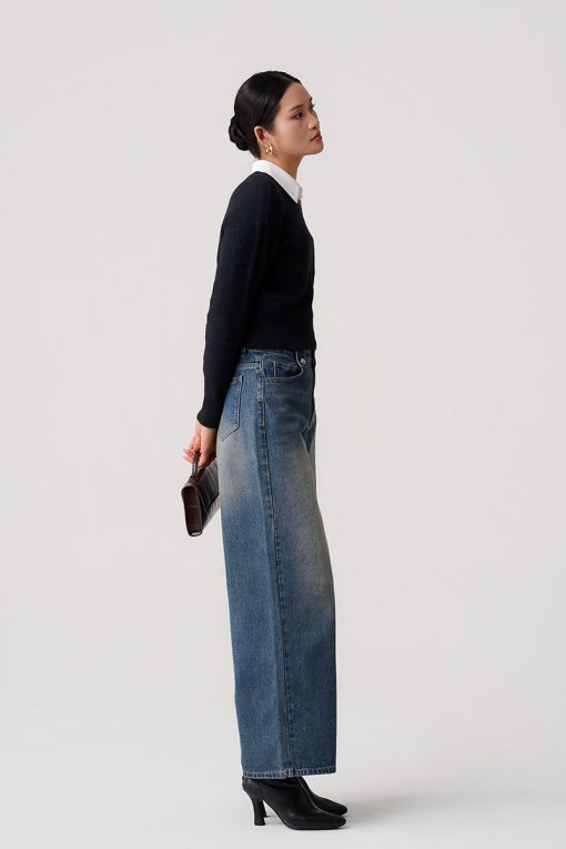 Áo Len DT cổ còn dệt kẻ ngang