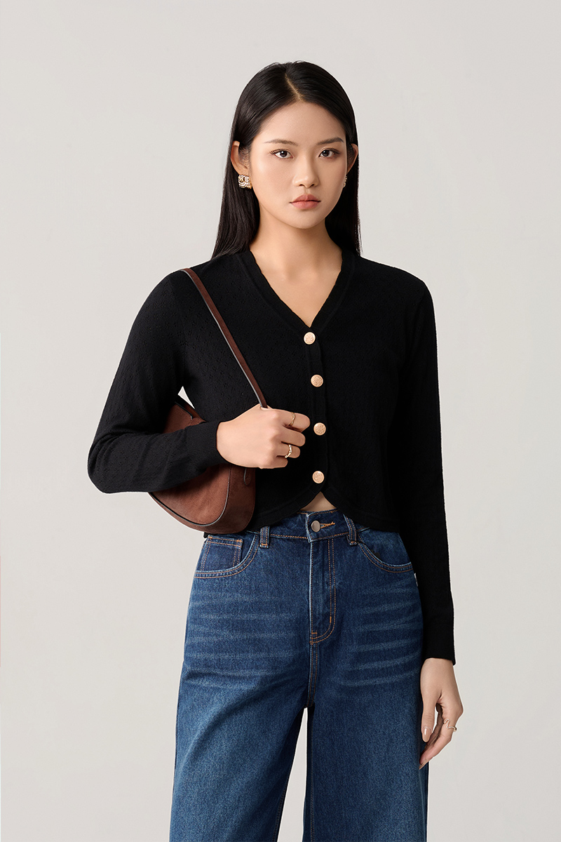 Áo Len DT gấu V cong nẹp cài cúc