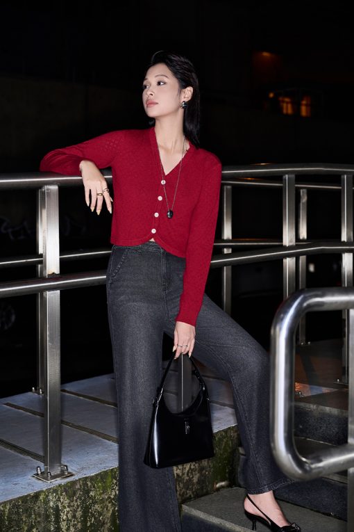 Áo Len DT gấu V cong nẹp cài cúc