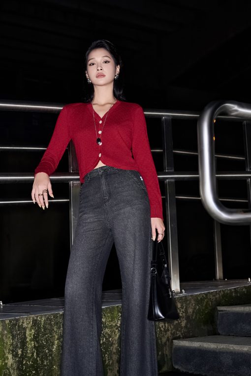 Áo Len DT gấu V cong nẹp cài cúc