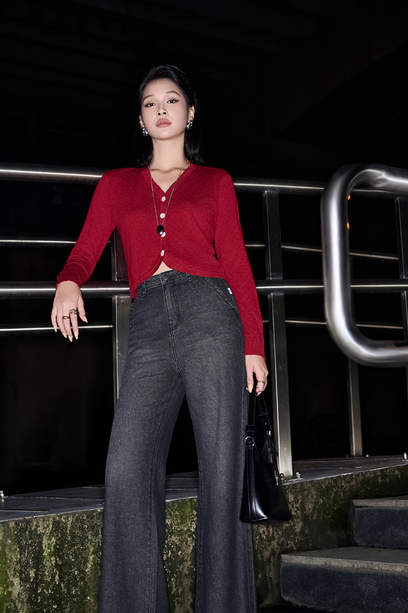 Áo Len DT gấu V cong nẹp cài cúc