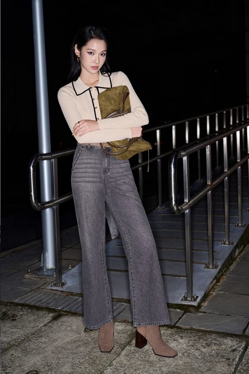 Áo Len DT nẹp cổ lé phối