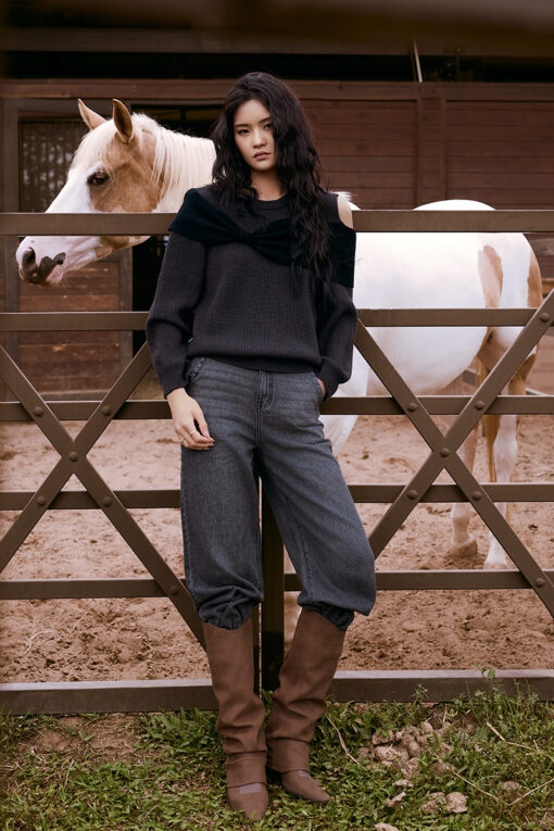 Áo Len DT nơ phối ngực khoét tay