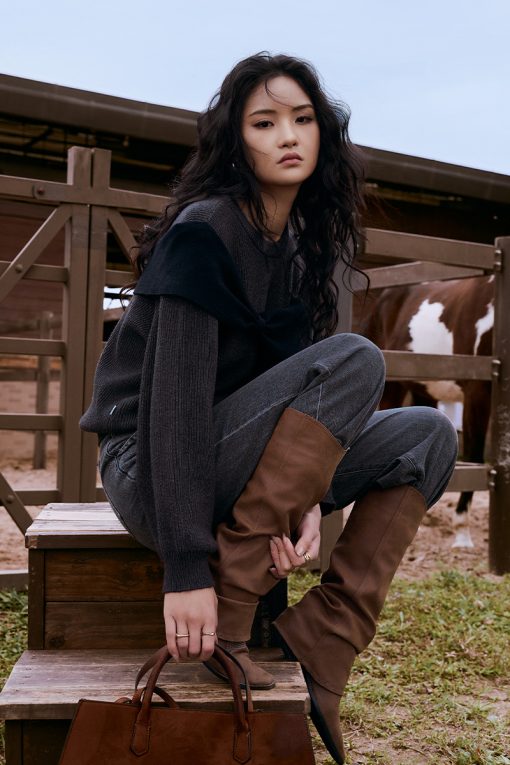 Áo Len DT nơ phối ngực khoét tay