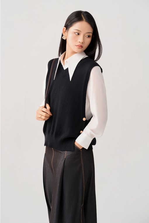 Áo Len gile sườn đính cúc