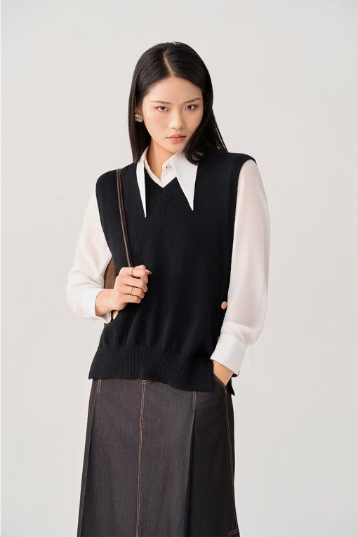 Áo Len gile sườn đính cúc