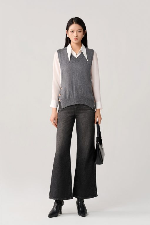 Áo Len gile sườn đính cúc