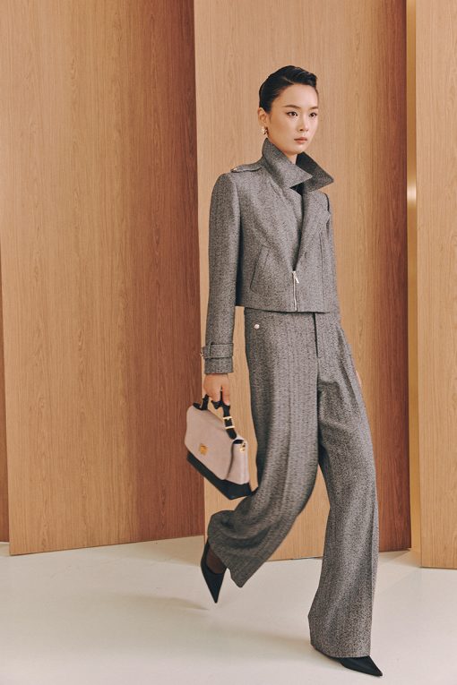 Áo khoác dạ croptop kéo khoá