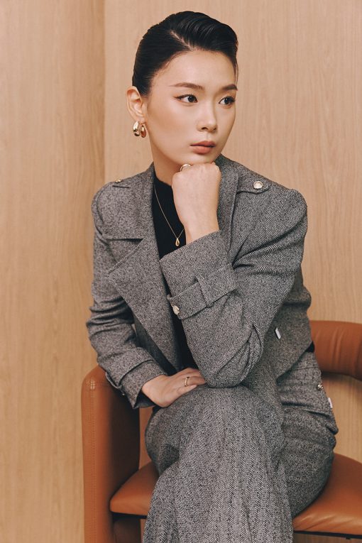 Áo khoác dạ croptop kéo khoá