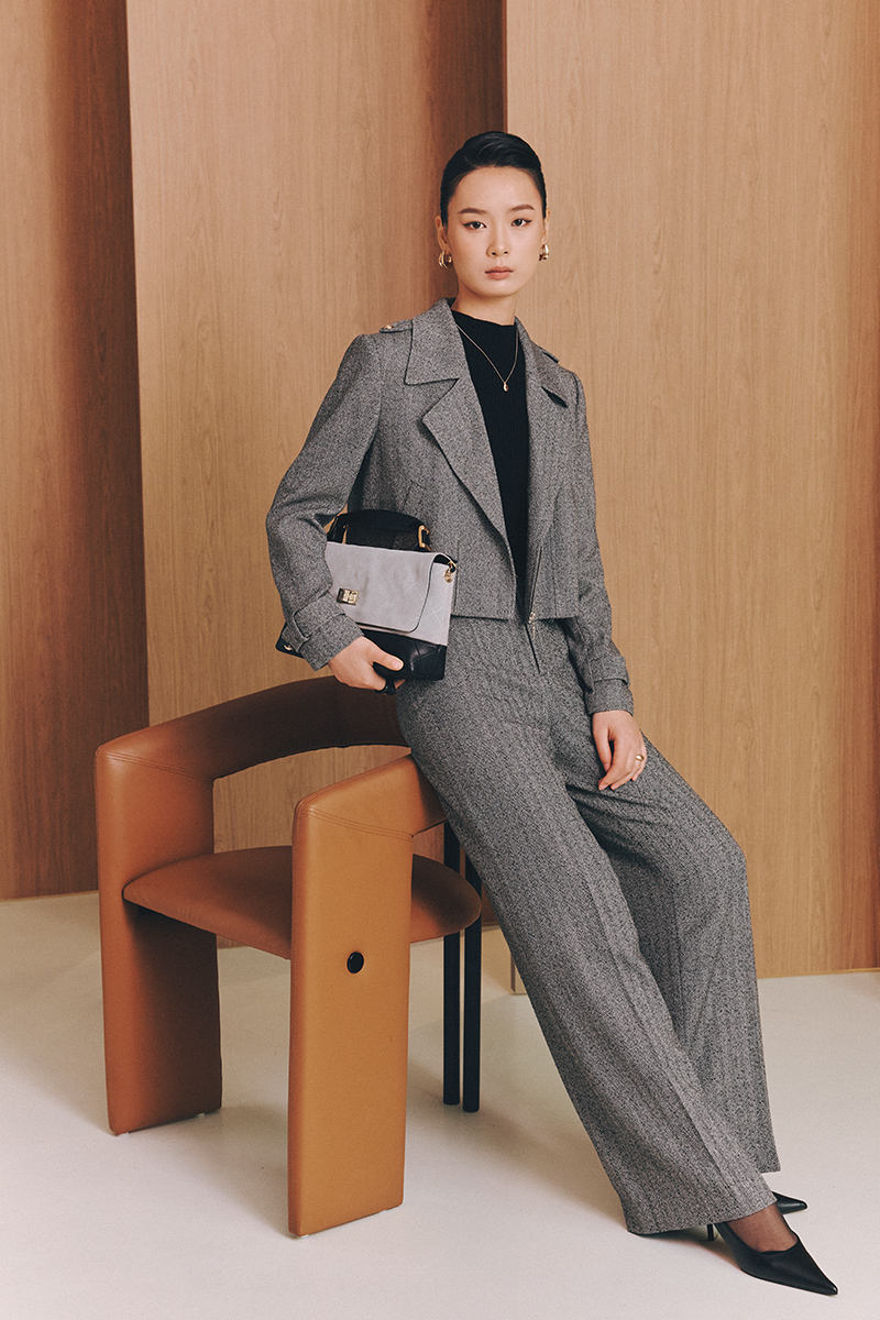 Áo khoác dạ croptop kéo khoá