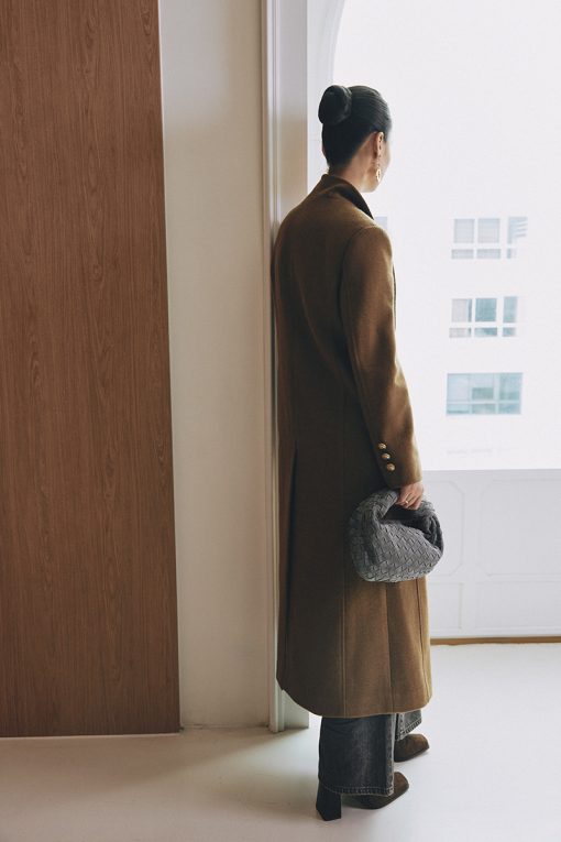 Áo khoác dạ dáng dài nẹp 1 hàng cúc