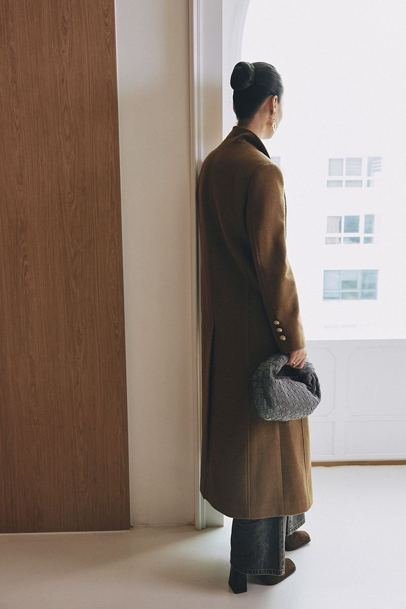 Áo khoác dạ dáng dài nẹp 1 hàng cúc