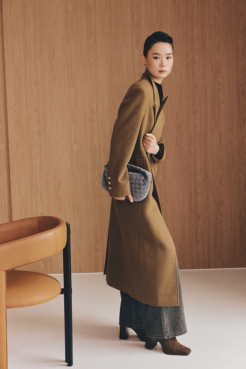 Áo khoác dạ dáng dài nẹp 1 hàng cúc