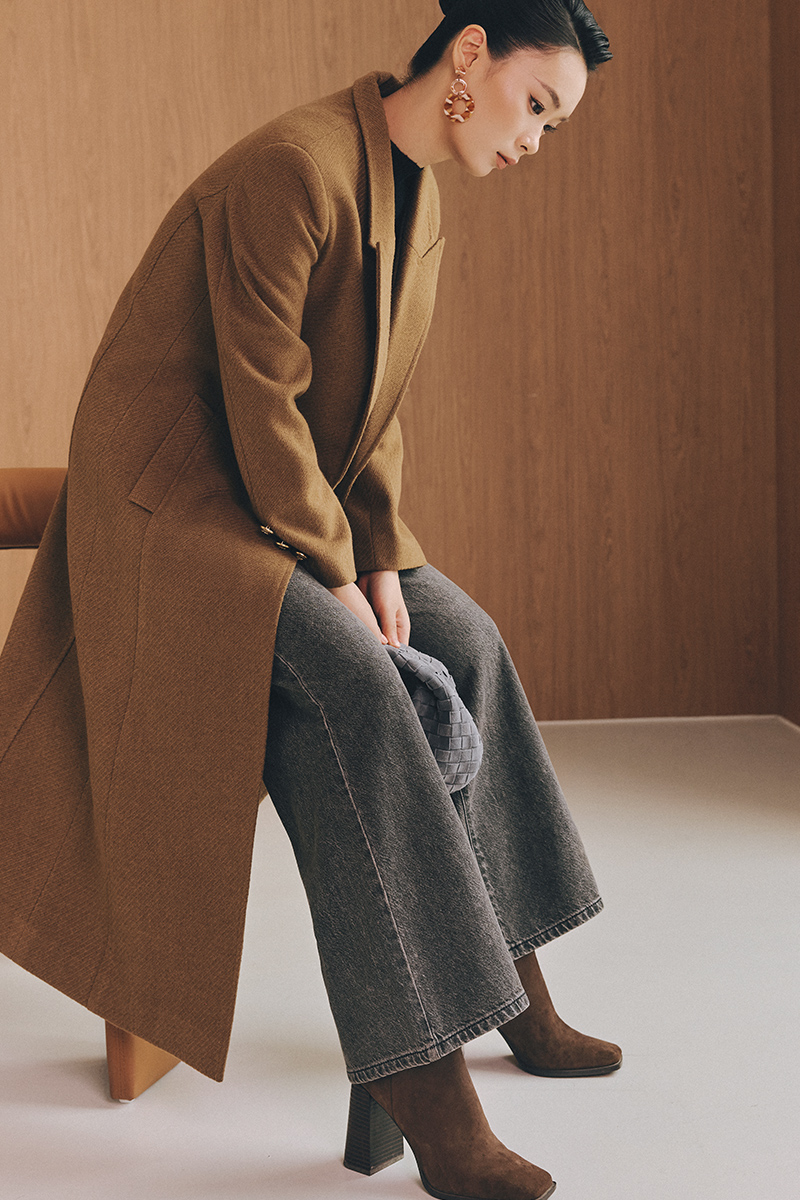 Áo khoác dạ dáng dài nẹp 1 hàng cúc