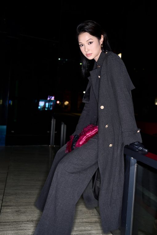 Áo khoác dài 2 hàng cúc nắp túi ngực 1 bên