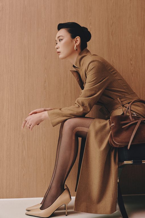 Áo khoác dài dáng suông cổ vest 2 hàng cúc