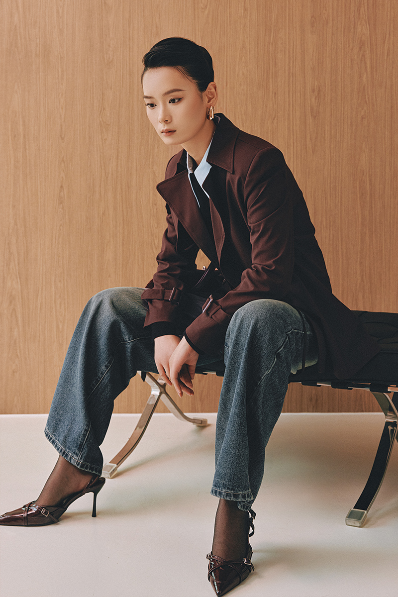 Áo khoác kaki lửng dây eo rút trong