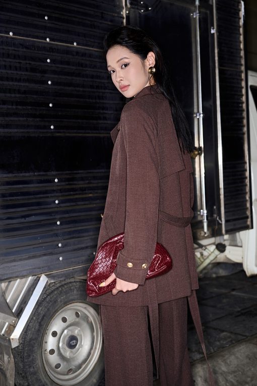 Áo khoác lửng tay raglan kẹp D kèm đai