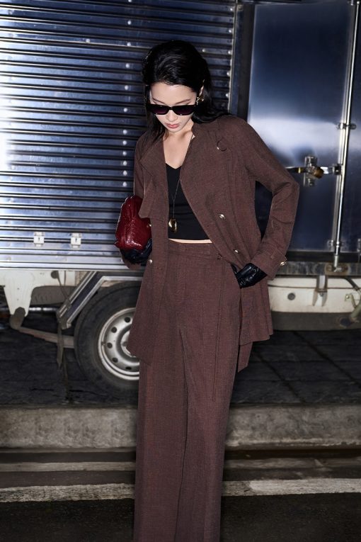 Áo khoác lửng tay raglan kẹp D kèm đai