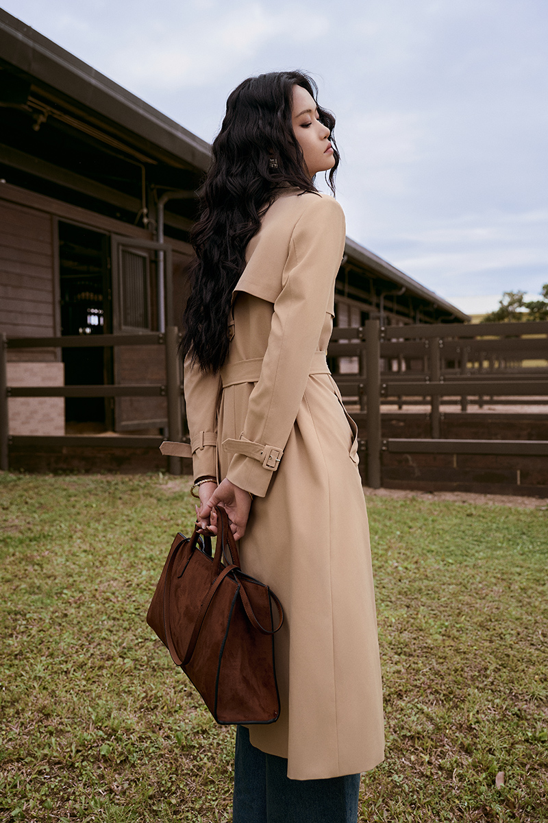 Áo khoác măng tô kaki bong ngực 1 bên