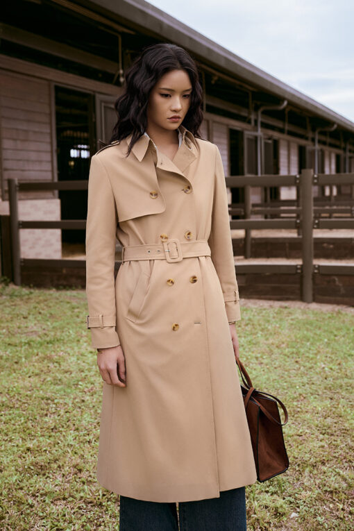 Áo khoác măng tô kaki bong ngực 1 bên