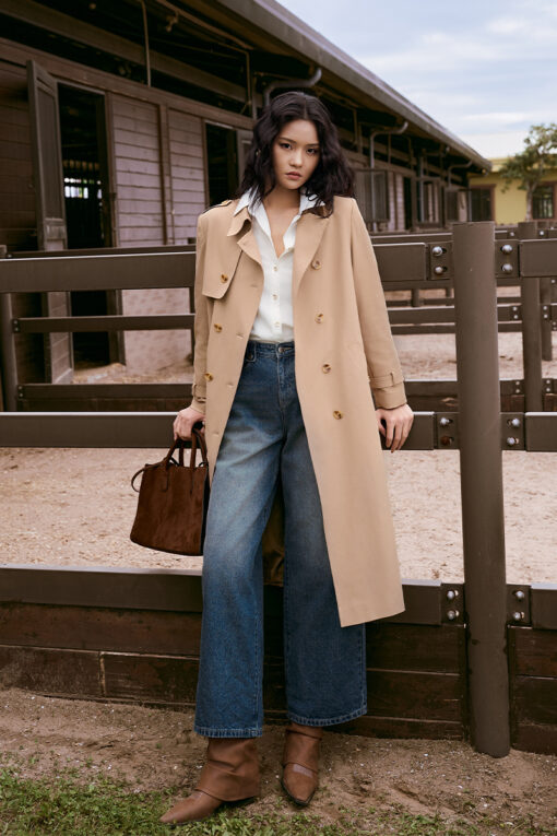 Áo khoác măng tô kaki bong ngực 1 bên