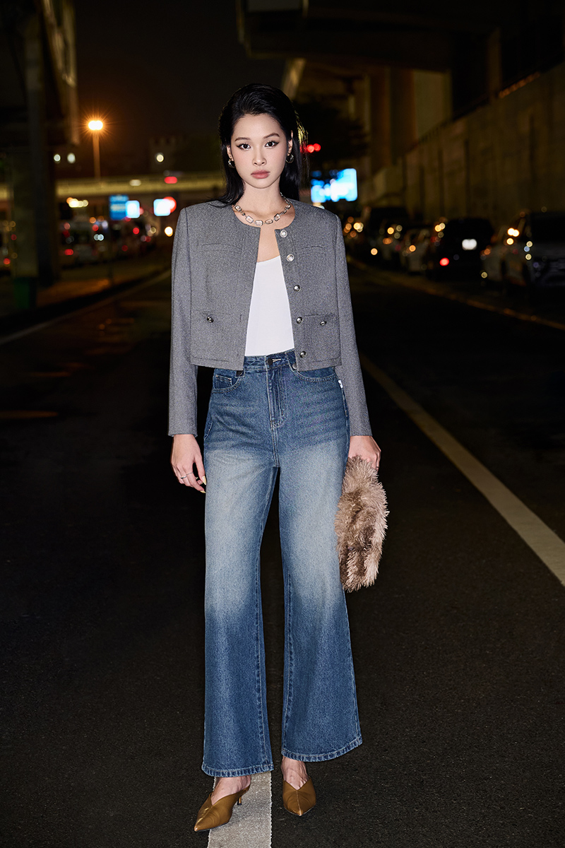 Áo khoác text can nẹp túi ốp